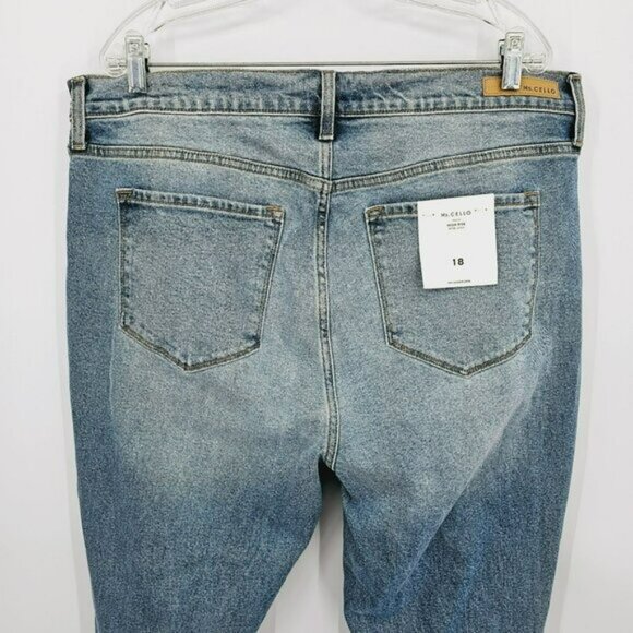 Ms Cello High Rise Mom Jeans 18 Medium Wash Distressed Ripped Denim Stretchy New - Picture 11 of 13